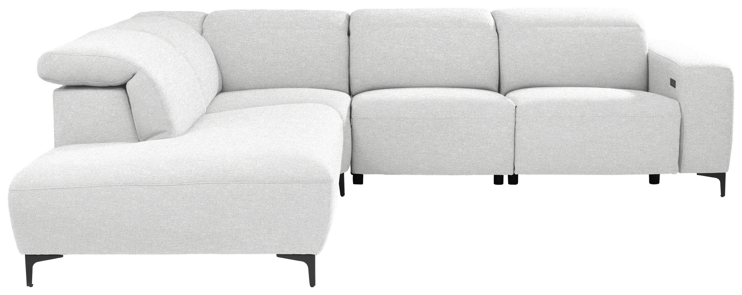 ECKSOFA Hellgrau Flachgewebe  - Hellgrau/Schwarz, Design, Textil/Metall (238/290cm) - Pure Home Lifestyle