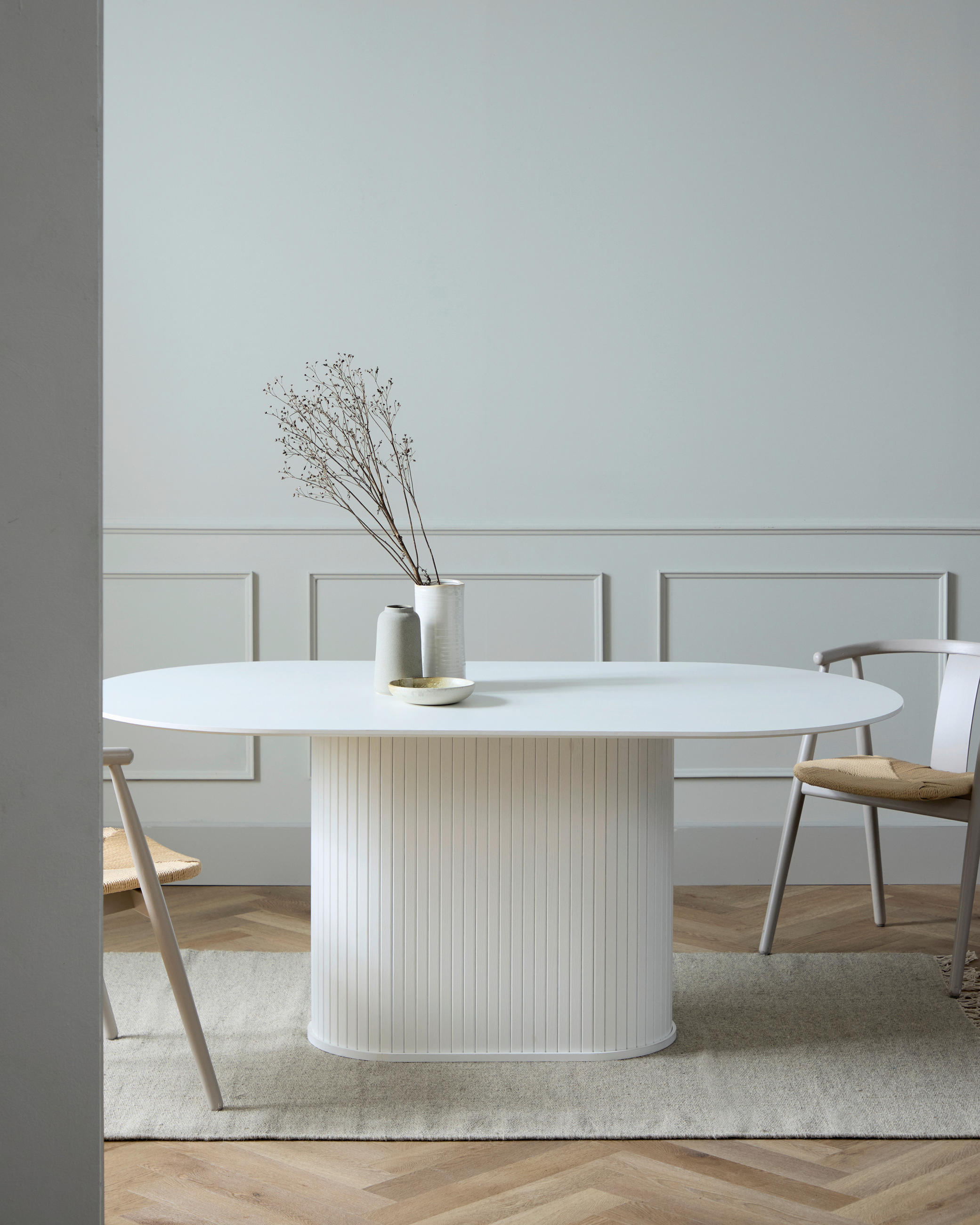 ESSTISCH Eiche furniert oval Weiß  - Weiß, Trend, Holz/Holzwerkstoff (180/95/75cm) - home24