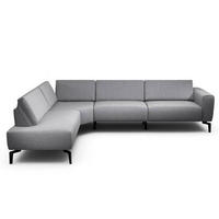 ECKSOFA in Chenille Anthrazit  213/296 cm  - Anthrazit/Schwarz, Design, Textil/Metall (213/296cm) - SENSOO