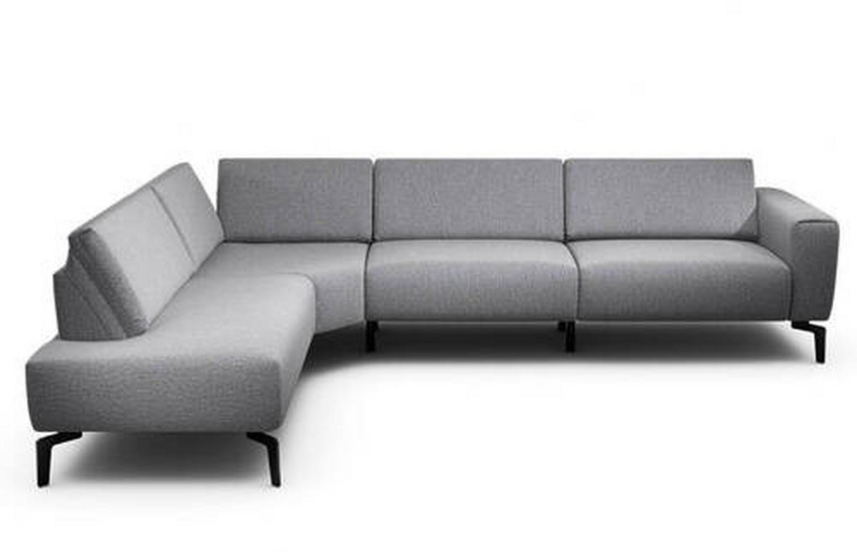 ECKSOFA in Chenille Anthrazit  213/296 cm  - Anthrazit/Schwarz, Design, Textil/Metall (213/296cm) - SENSOO