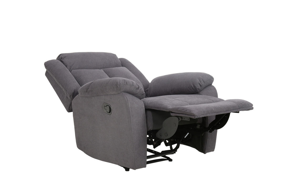 FERNSEHSESSEL  mit Webstoff Grau  - Schwarz/Grau, KONVENTIONELL, Kunststoff/Textil (87/103/96cm) - P & B