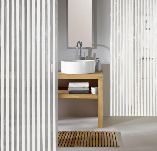ZAVESA ZA TUŠIRANJE  prozirna, bela  - prozirna/bela, Konvencionalno, plastika (180/200cm) - Kleine Wolke