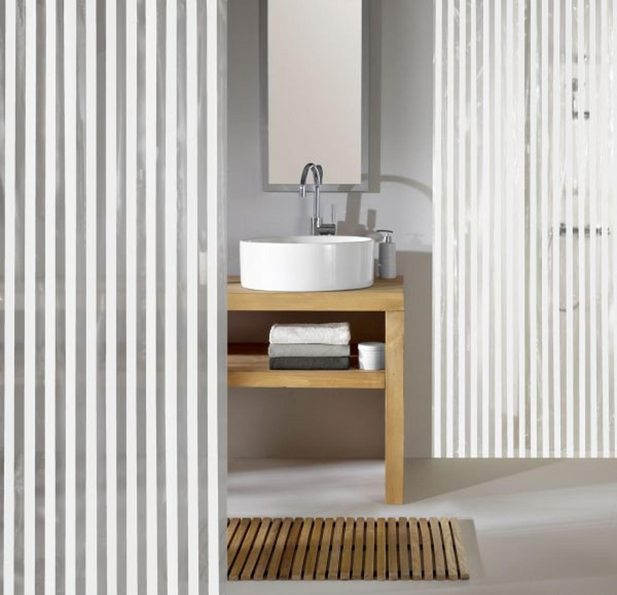 ZAVJESA ZA TUŠ NOA  prozirno, bijela  NOA  - bijela/prozirno, Konvencionalno, plastika (180/200cm) - Kleine Wolke