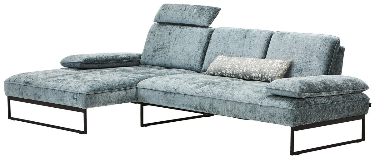ECKSOFA in Chenille Graublau  - Graublau/Anthrazit, Design, Textil/Metall (160/310cm) - Joop!