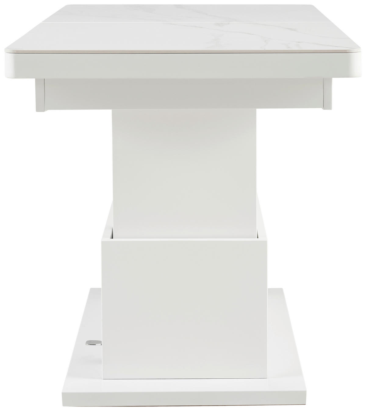 KONFERENČNÝ STOLÍK, biela, kov, keramika, 125-150/70/49,5-79 cm - biela, Design, kov/keramika (125-150/70/49,5-79cm) - Livetastic