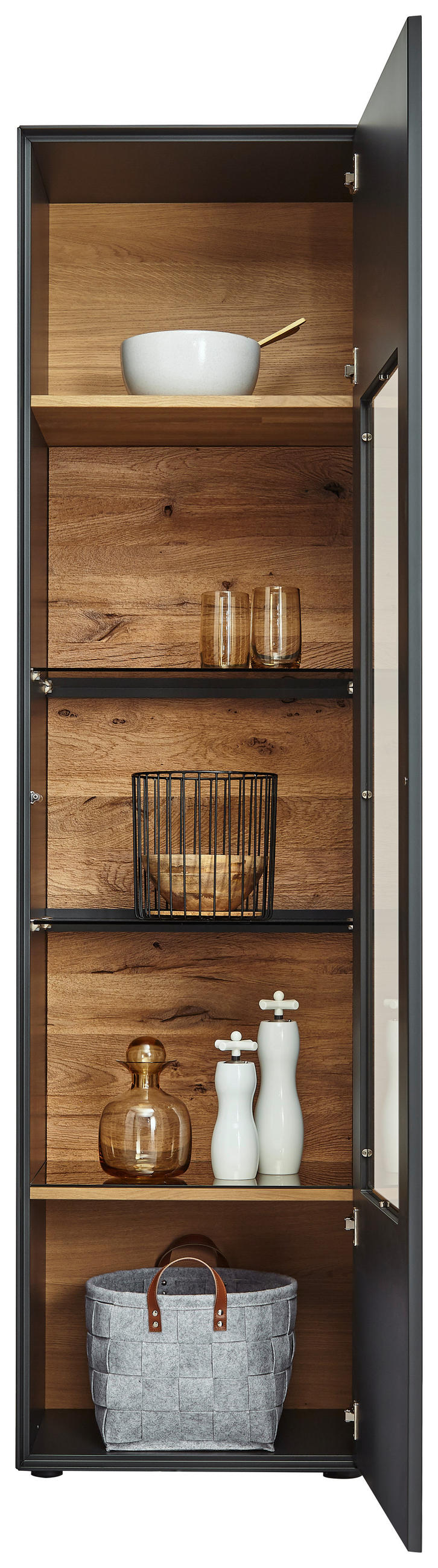 VITRINE Anthrazit  54/205/39 cm  - Anthrazit, Natur, Glas/Holz (54/205/39cm) - Valnatura