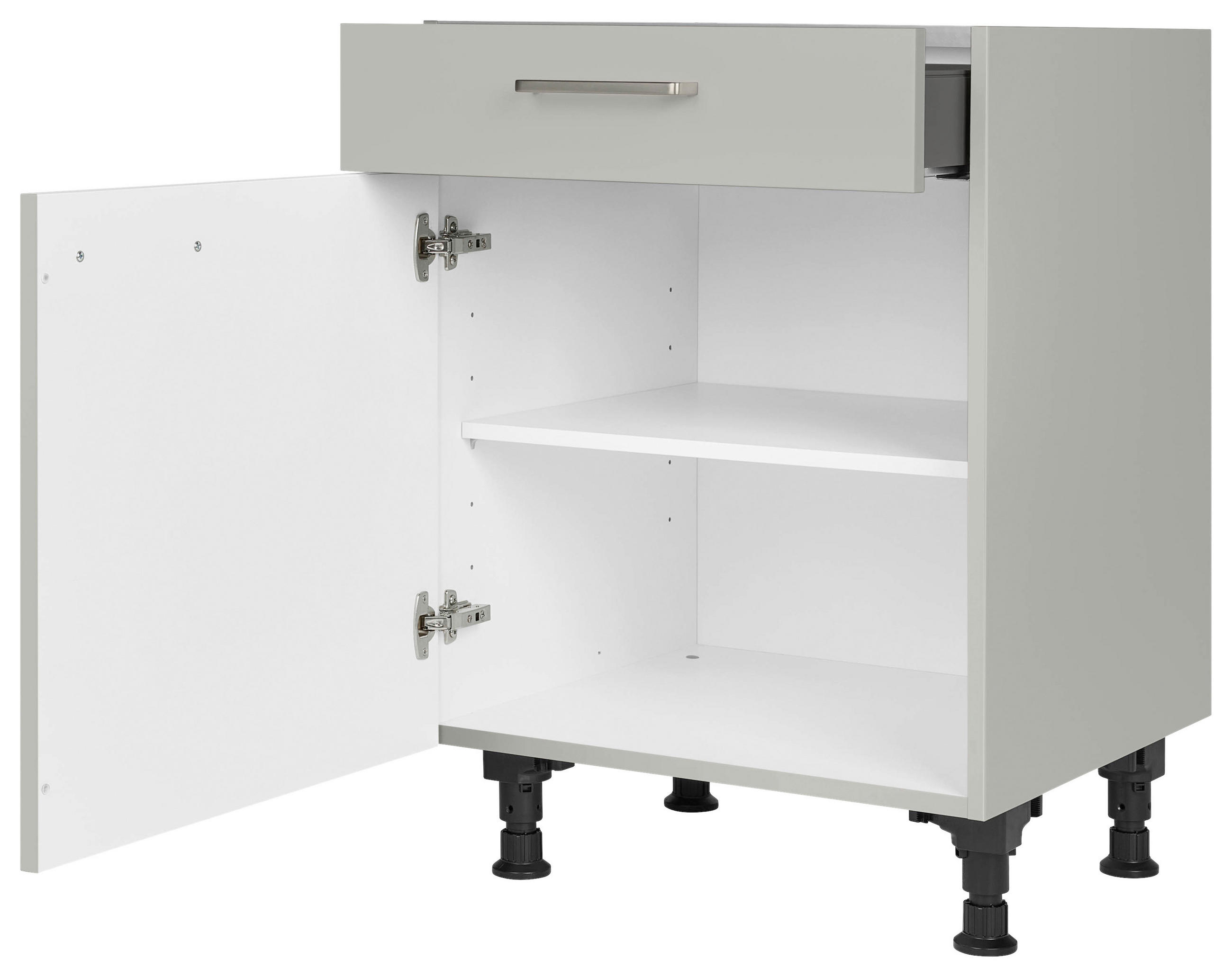 SCHUBKASTENUNTERSCHRANK 60/87/56 cm  in Grau  - Edelstahlfarben/Grau, MODERN, Holzwerkstoff/Metall (60/87/56cm) - Nobilia