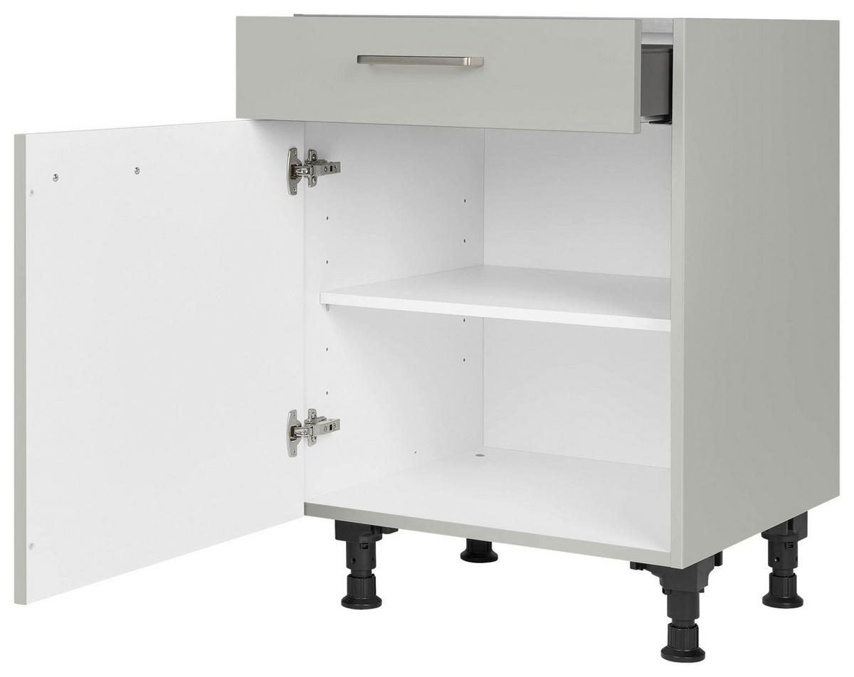 SCHUBKASTENUNTERSCHRANK 60/87/56 cm  in Grau  - Edelstahlfarben/Grau, MODERN, Holzwerkstoff/Metall (60/87/56cm) - Nobilia