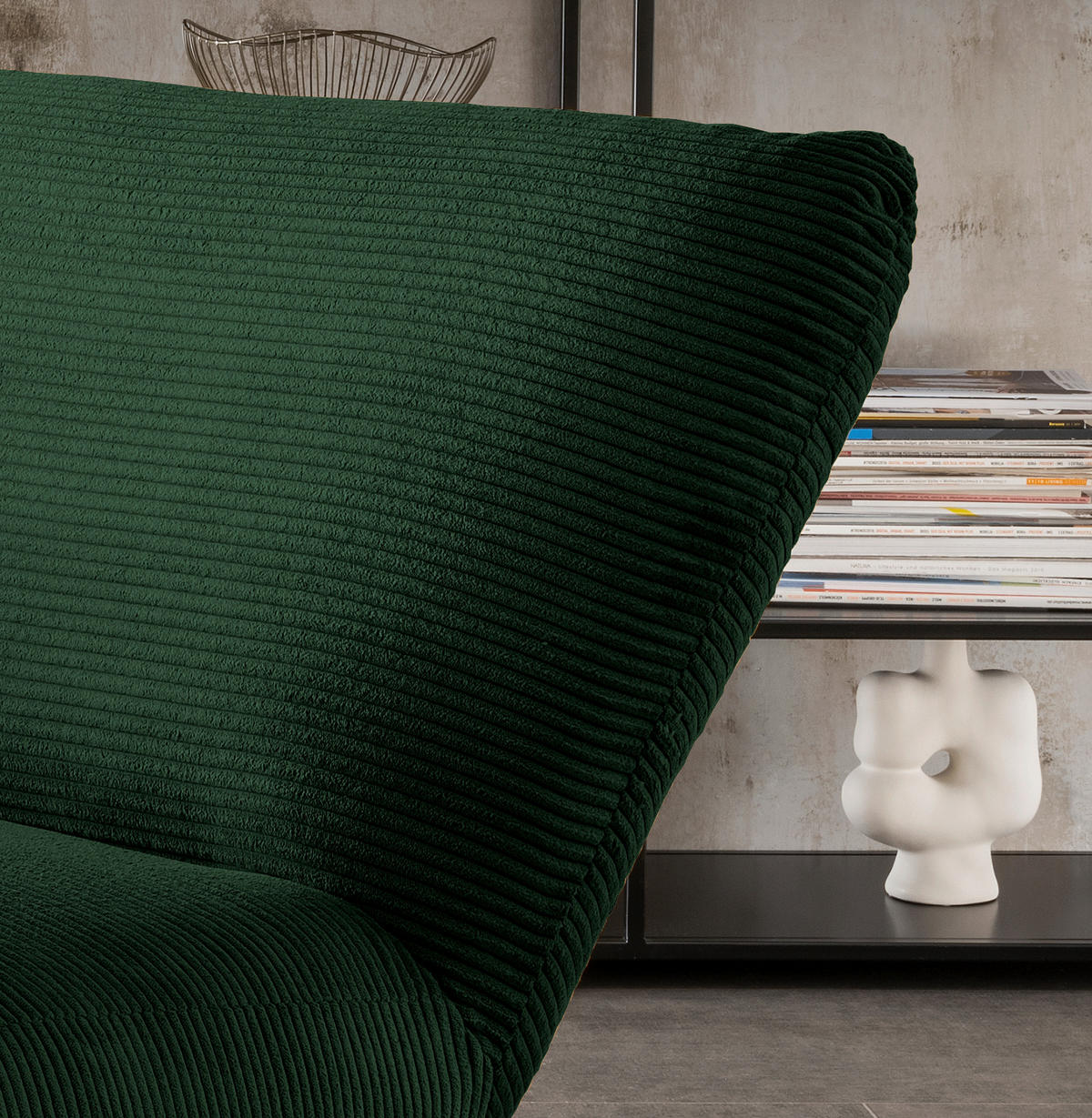 XXL-SESSEL in Cord Grün  - Schwarz/Grün, Trend, Textil/Metall (95/77/94cm) - Livetastic