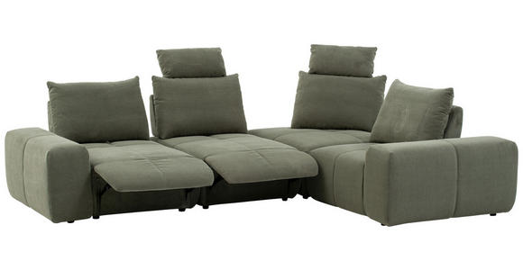 ECKSOFA in Velours Olivgrün 326/236 cm - Schwarz/Olivgrün, Design, Kunststoff/Textil (326/236cm) - Xora