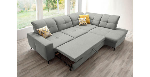 ECKSOFA in Chenille Hellgrau 310/240 cm - Hellgrau/Schwarz, Design, Textil/Metall (310/240cm) - Xora