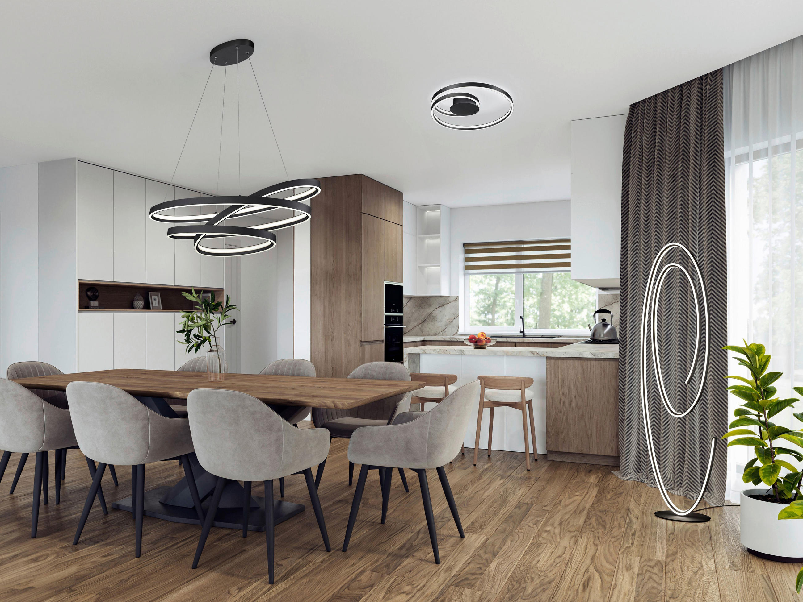 LED-STEHLEUCHTE 50/22/175 cm    - Schwarz/Weiß, LIFESTYLE, Kunststoff/Metall (50/22/175cm) - Cinque