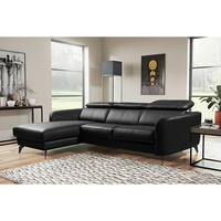 ECKSOFA Schwarz Echtleder Lederlook  - Schwarz, Design, Leder/Textil (183/261cm) - Livetastic