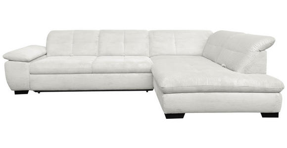 ECKSOFA Ecru Cord  - Ecru/Schwarz, Design, Textil/Metall (313/242cm) - Xora