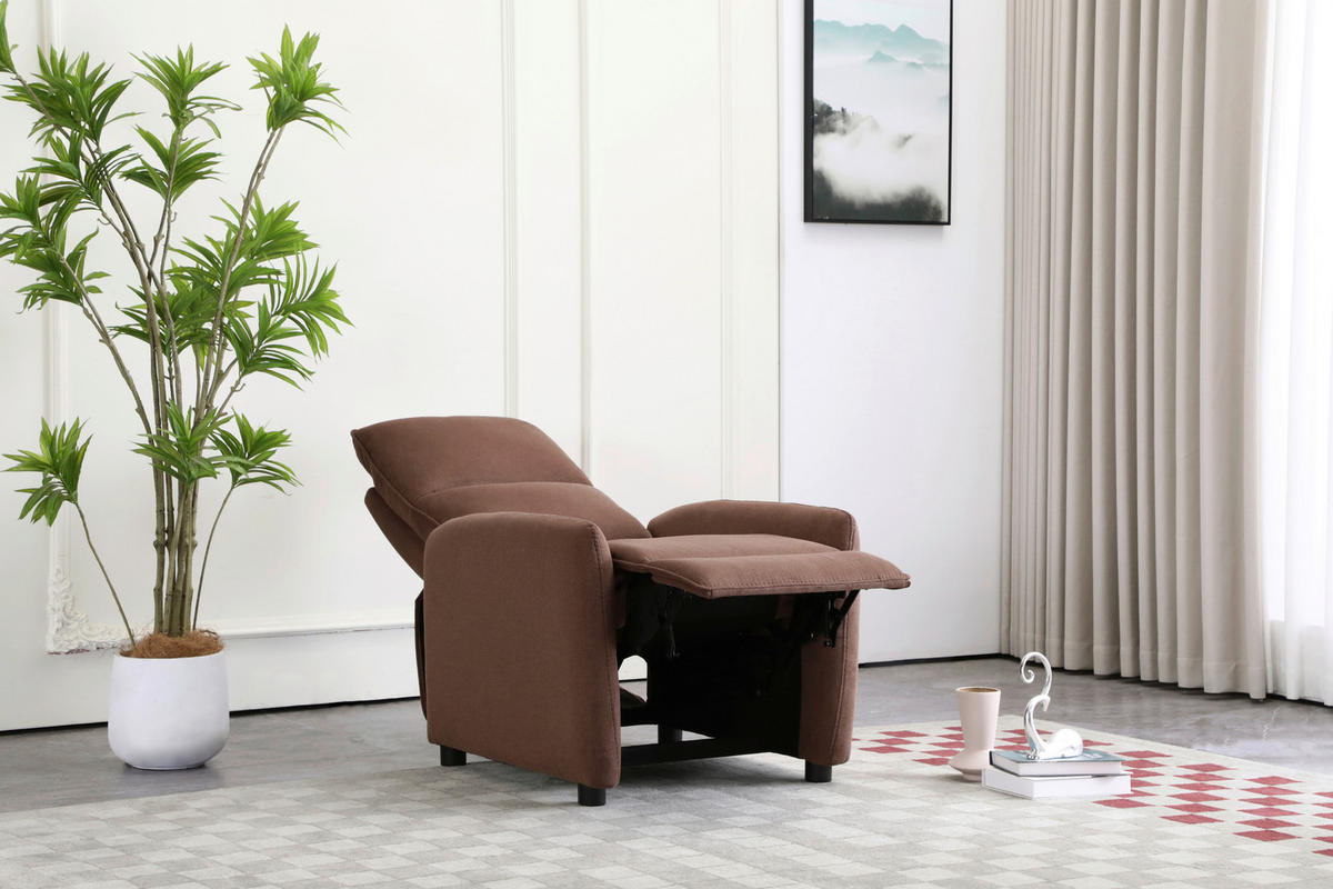 Fotoliu Pentru Televizor din lemn, metal, plastic, textil, maro - maro/negru, Konventionell, plastic/lemn (74/101/95cm) - Carryhome