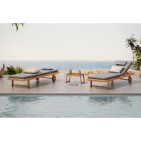 SONNENLIEGE 201/65/74 cm Akazie  - Anthrazit/Teakfarben, MODERN, Holz/Textil (201/65/74cm) - Ambia Garden