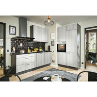 ECKKÜCHE 220/120 cm  in Graphitfarben, Schwarz, Tannenholzfarben  - Tannenholzfarben/Schwarz, Design, Holzwerkstoff/Metall (220/120cm) - Xora