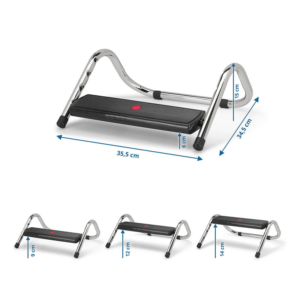 FOTSTÖD - kromfärg/svart, Basics, metall/plast (35,5/6-15/34,5cm) - MID.YOU