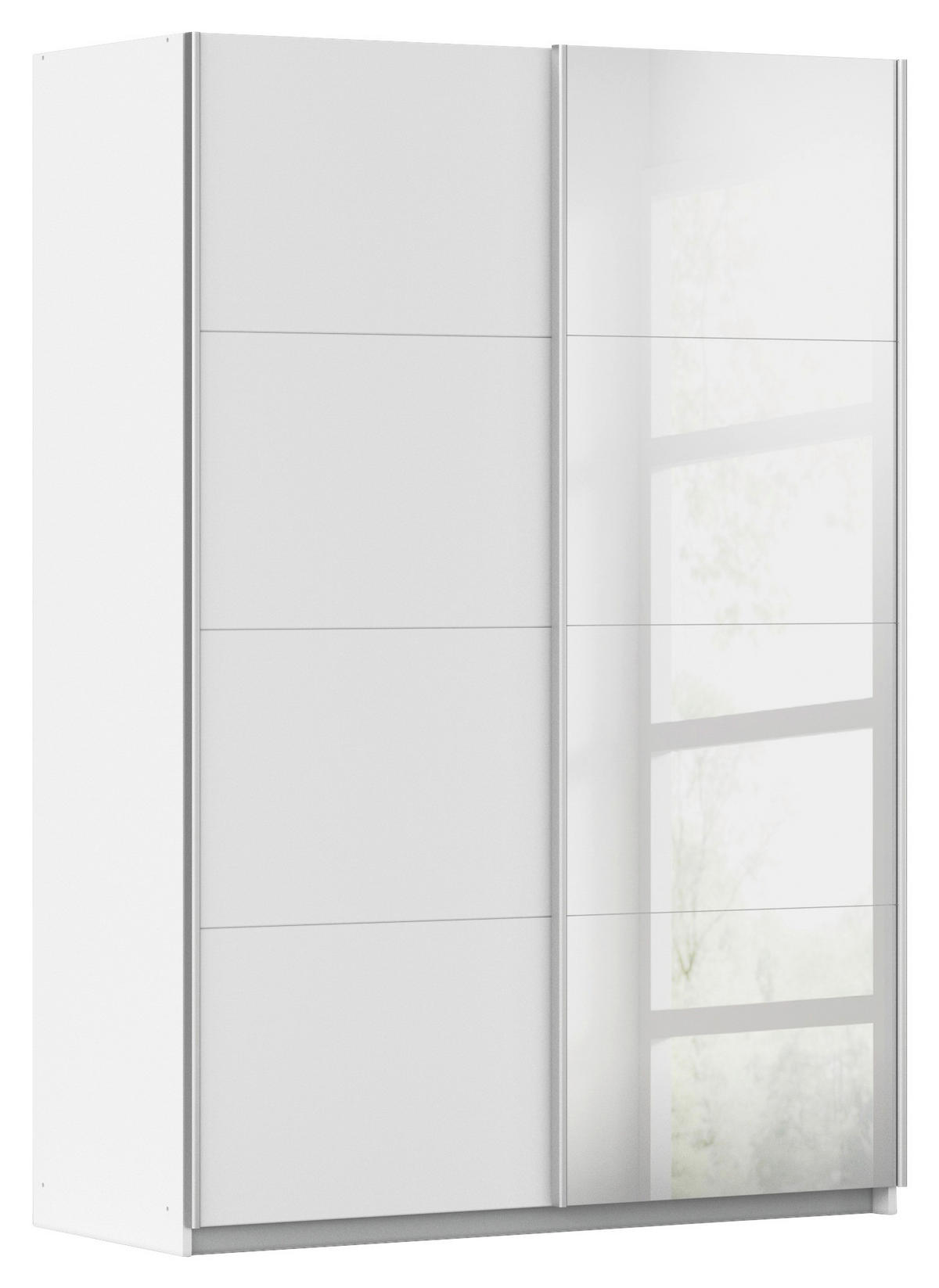 SCHWEBETÜRENSCHRANK in Weiss, Silberfarben  - Weiss/Silberfarben, Modern, Holzwerkstoff/Metall (136/197/61cm) - Rauch Möbel