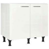 SPÜLENUNTERSCHRANK 90/87/56 cm  in Weiß Hochglanz  - Edelstahlfarben/Weiß Hochglanz, MODERN, Holzwerkstoff/Metall (90/87/56cm) - Nobilia