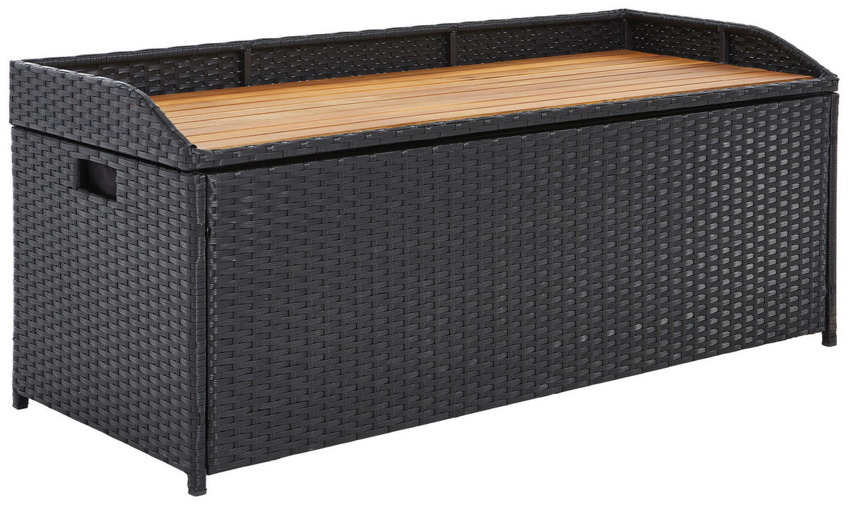 KISSENBOX - Schwarz/Akaziefarben, Modern, Kunststoff/Textil (120/50/51cm) - Ambia Garden