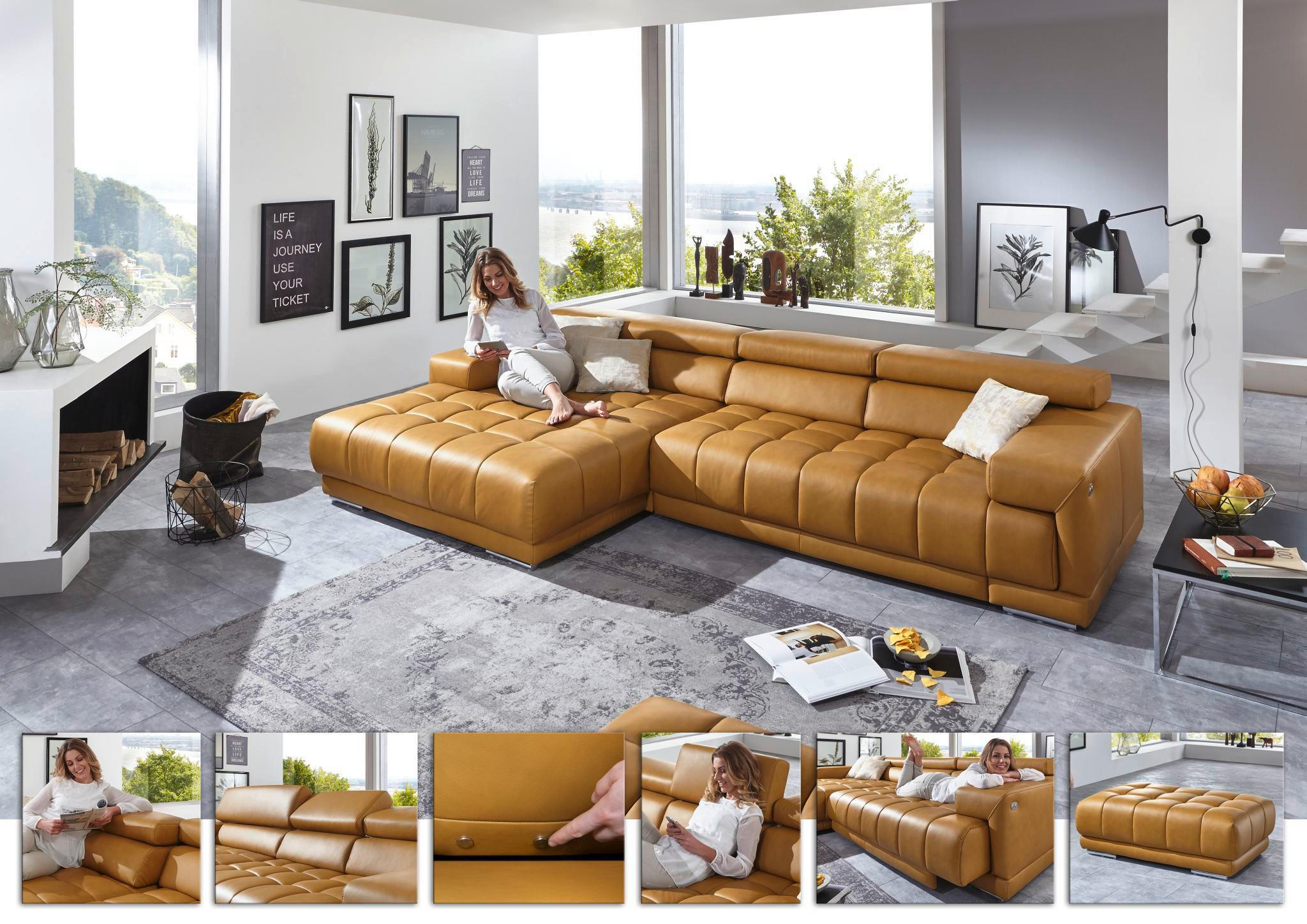 ECKSOFA in Echtleder Grün  190/330 cm  - Chromfarben/Grün, Design, Leder/Metall (190/330cm) - Beldomo Speed