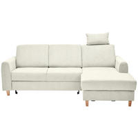 ECKSOFA Creme Flachgewebe  - Buchefarben/Creme, KONVENTIONELL, Holz/Textil (241/166cm) - Carryhome