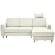 ECKSOFA Creme Flachgewebe  inkl. Bettkasten, Schlaffunktion, Rücken echt, Kopfstütze, Liegefläche im Originalstoff  - Buchefarben/Creme, KONVENTIONELL, Holz/Textil (241/166cm) - Carryhome
