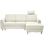 ECKSOFA  in Flachgewebe Creme  - Buchefarben/Creme, KONVENTIONELL, Holz/Textil (241/166cm) - Carryhome