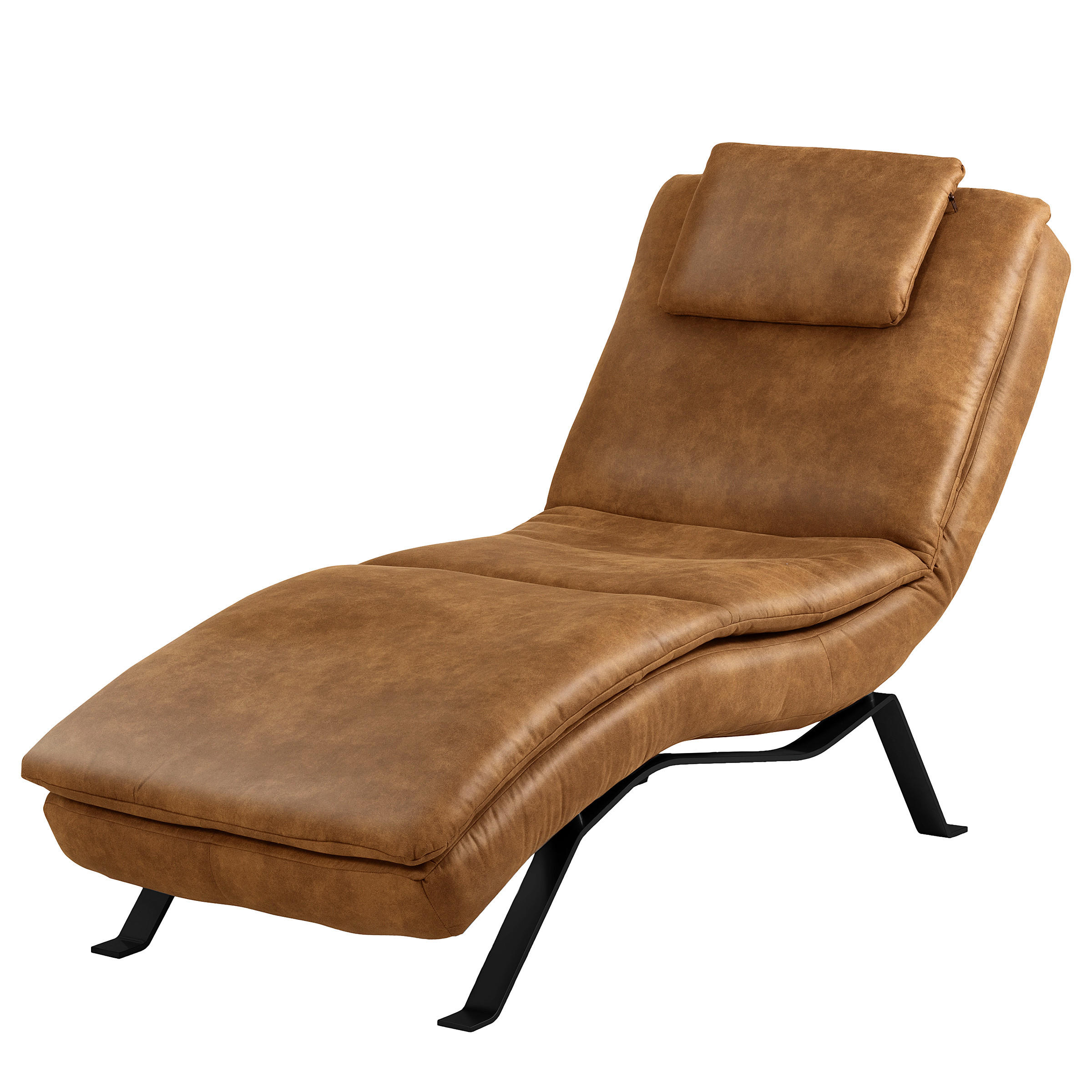 RELAXLIEGE Echtleder Cognac  - Cognac/Schwarz, Design, Leder/Metall (65/95/171cm) - Celina Home