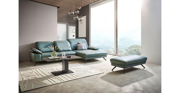 ECKSOFA Dieter Knoll Opal Echtleder  - Opal/Schwarz, Design, Leder/Metall (332/193cm) - Dieter Knoll