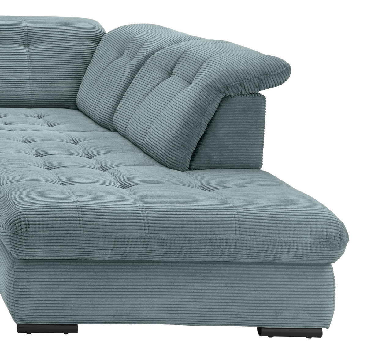 WOHNLANDSCHAFT in Cord Hellblau  - Schwarz/Hellblau, Modern, Textil/Metall (184/387/252cm) - Livetastic