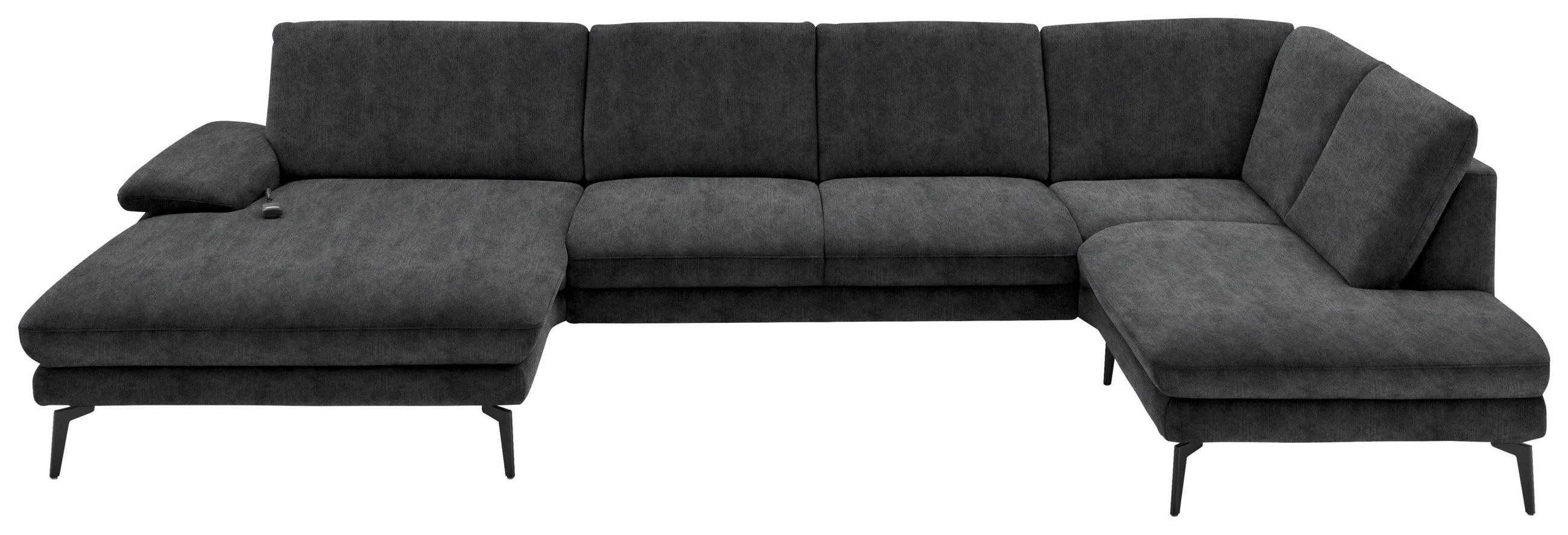 WOHNLANDSCHAFT in Velours Anthrazit  - Anthrazit/Schwarz, Design, Textil/Metall (180/344/208cm) - Dieter Knoll