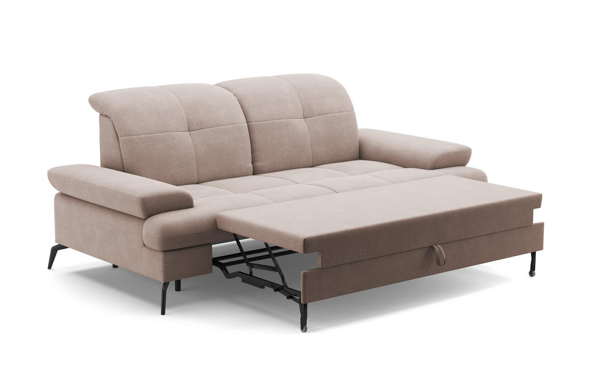 2,5-SITZER in Flachgewebe Greige  - Greige/Schwarz, Konventionell, Textil/Metall (202/90/122cm) - Sit & More