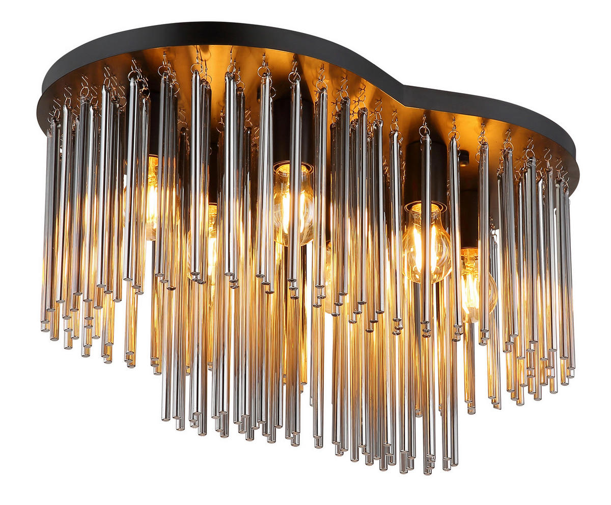 DECKENLEUCHTE GORLEY 60/35/34,5 cm   - Schwarz/Grau, KONVENTIONELL, Glas/Metall (60/35/34,5cm) - Globo