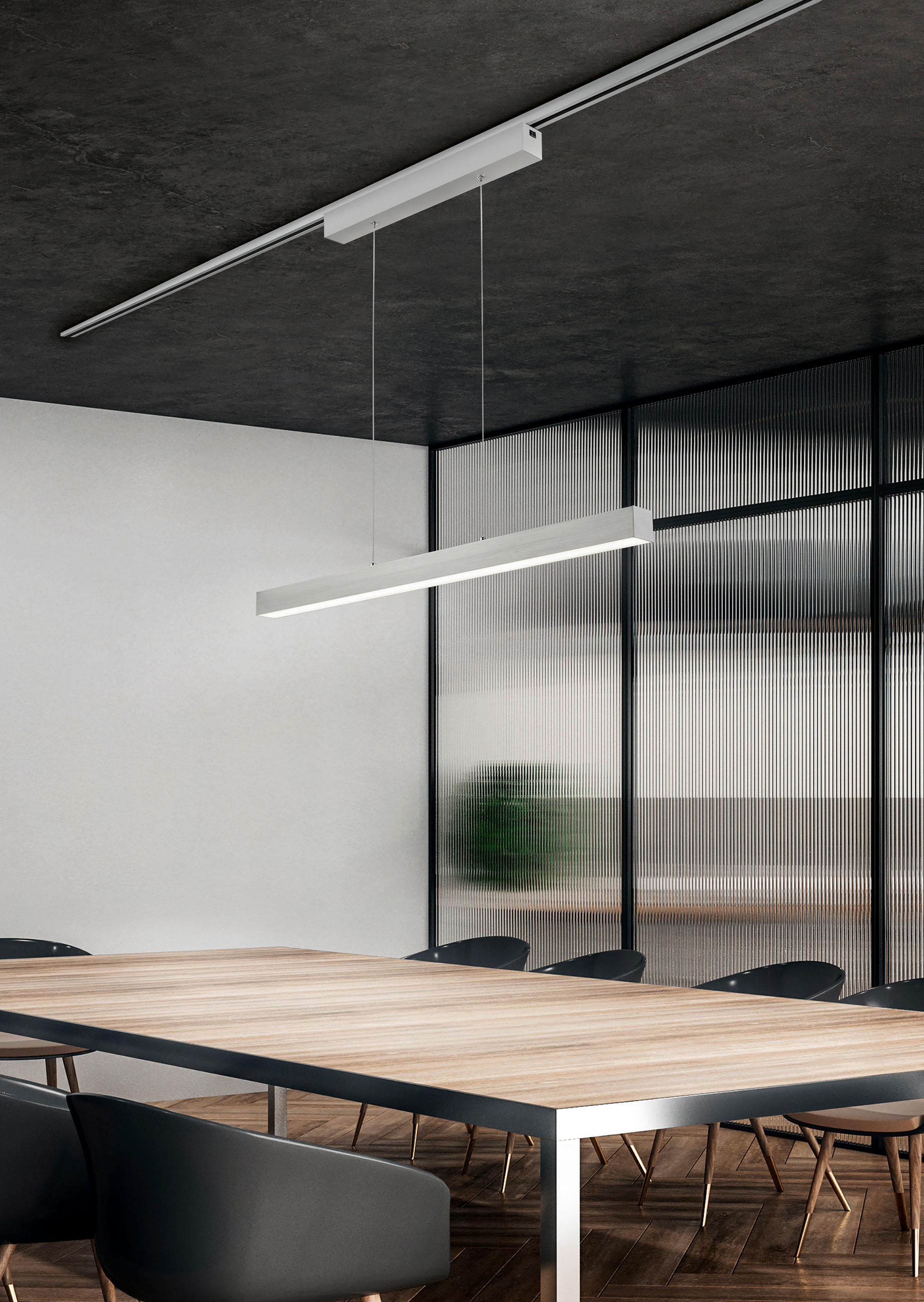 HÄNGLAMPA FÖR SKENA DUOLINE   - nickelfärgad, Design, metall (90/180/5cm) - Trio Leuchten