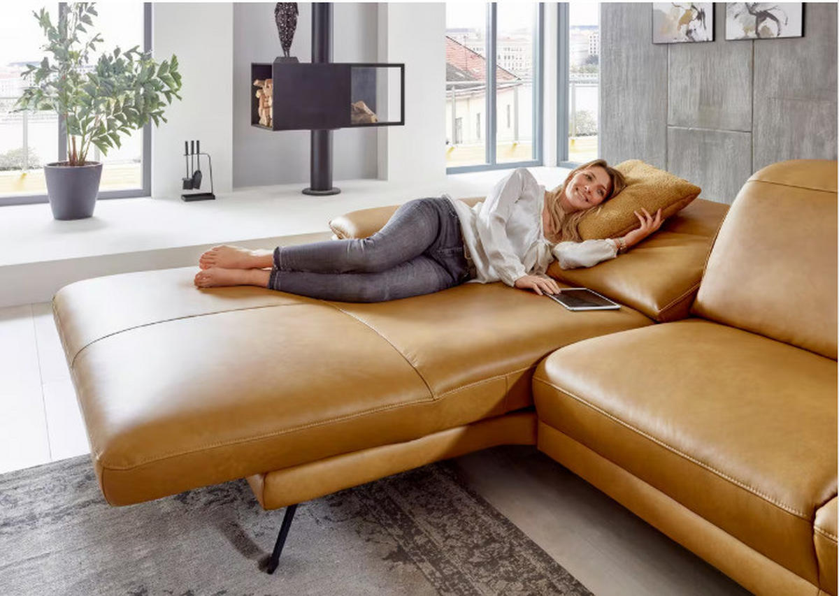 UGAONA GARNITURA  - crna, Dizajnerski, koža/metal (229/332cm) - Beldomo Style