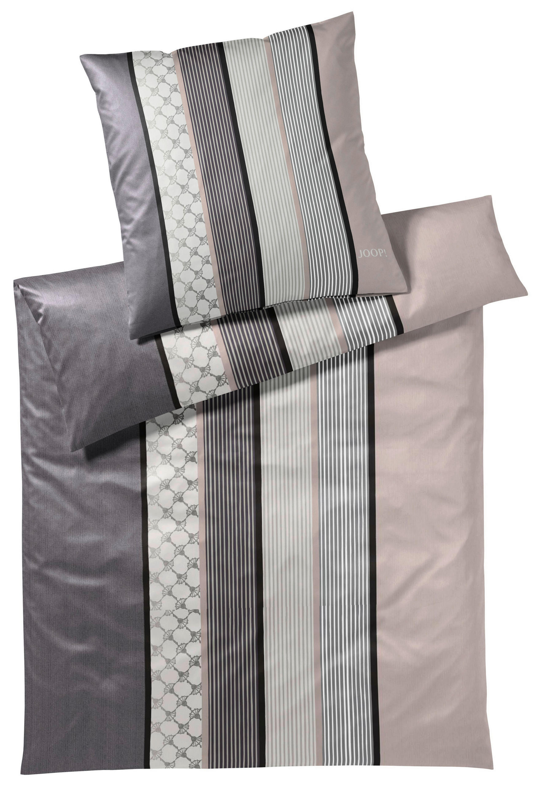 BETTWÄSCHE Cornflower Stripes Makosatin 240/220 cm  - Anthrazit/Rosa, Design, Textil (240/220cm) - Joop!