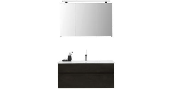 BADEZIMMER 3-teilig in 102 cm - Dunkelgrau/Weiß, Design, Glas/Keramik (102cm) - Novel