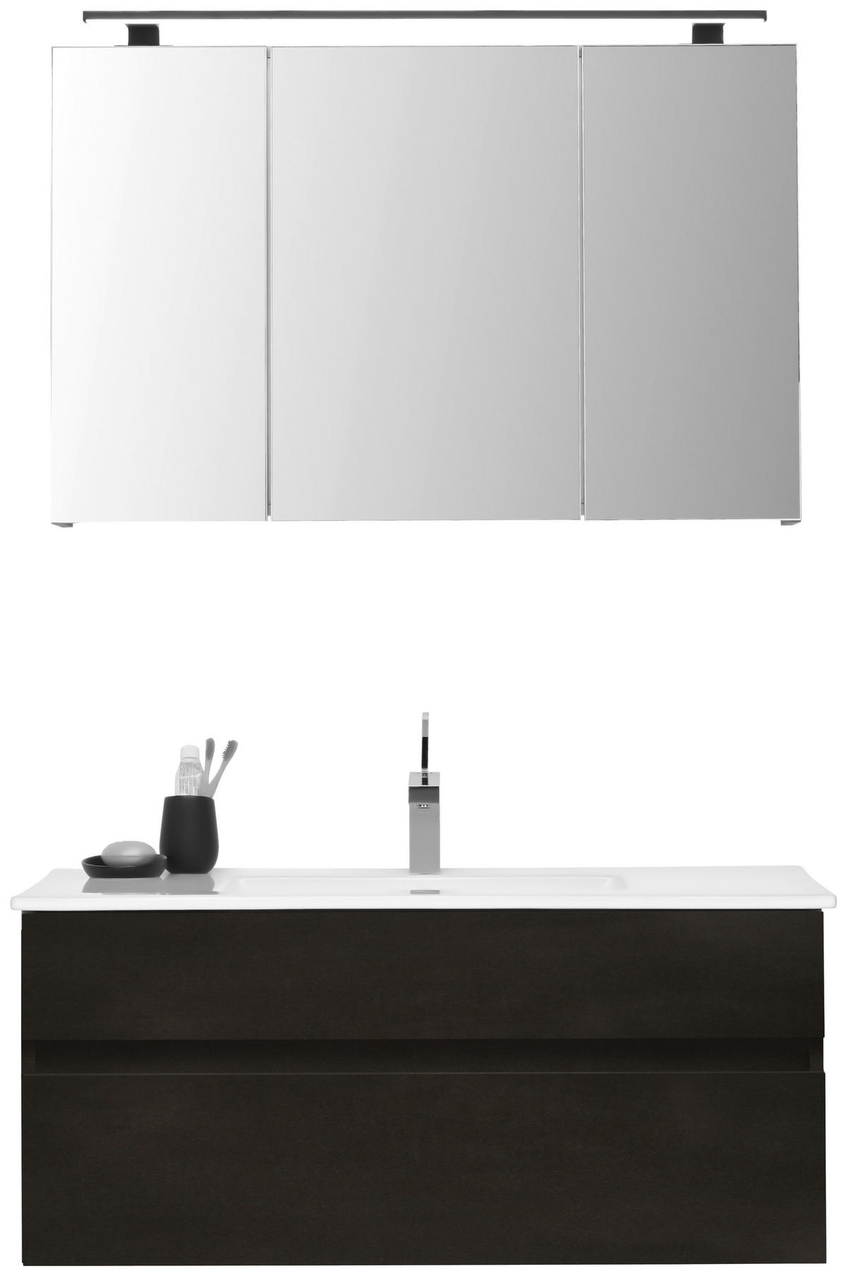 BADEZIMMER 3-teilig  in 102 cm  - Dunkelgrau/Weiß, Design, Glas/Keramik (102cm) - Novel