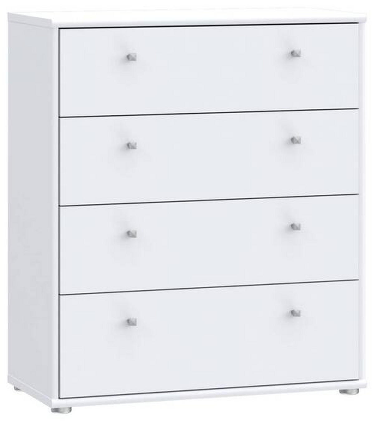 KOMMODE 73,7/85,5/34,8 cm  in Weiss  - Weiss/Alufarben, Design, Holzwerkstoff (73,7/85,5/34,8cm)