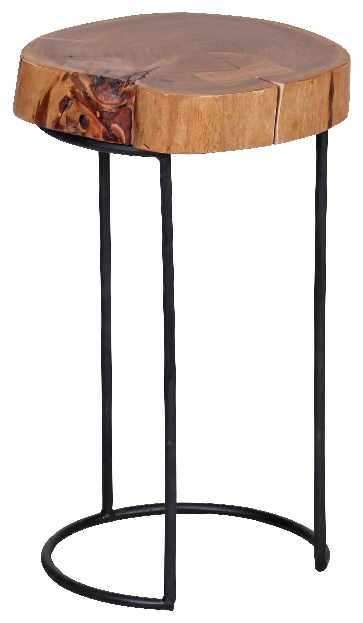 KISASZTAL fa 28/28/45 cm   - akácia színű/fekete, Design, fa/fém (28/28/45cm) - MID.YOU