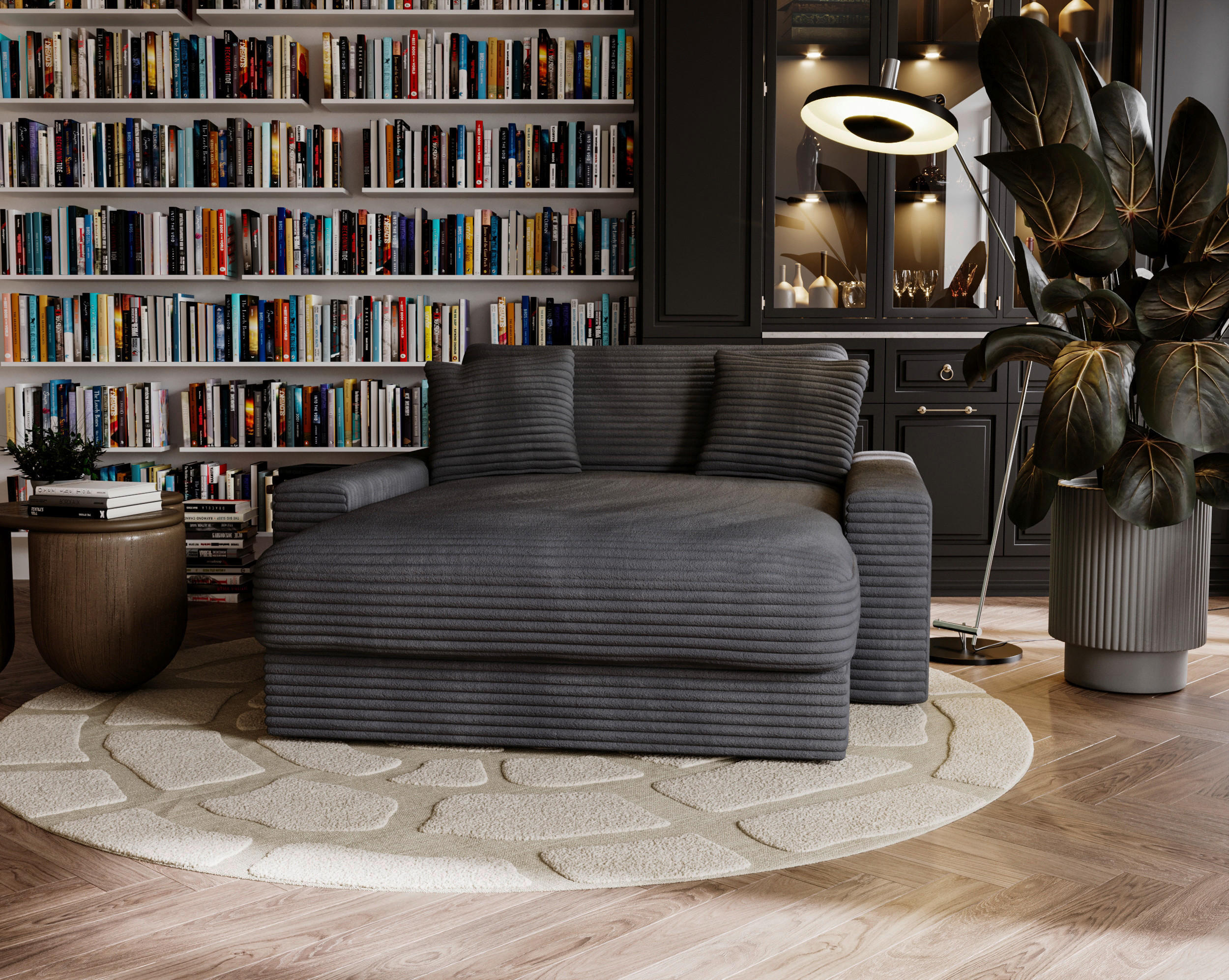 XXL-SESSEL Cord Dunkelgrau    - Dunkelgrau/Schwarz, MODERN, Kunststoff/Textil (160/87/190cm) - Carryhome