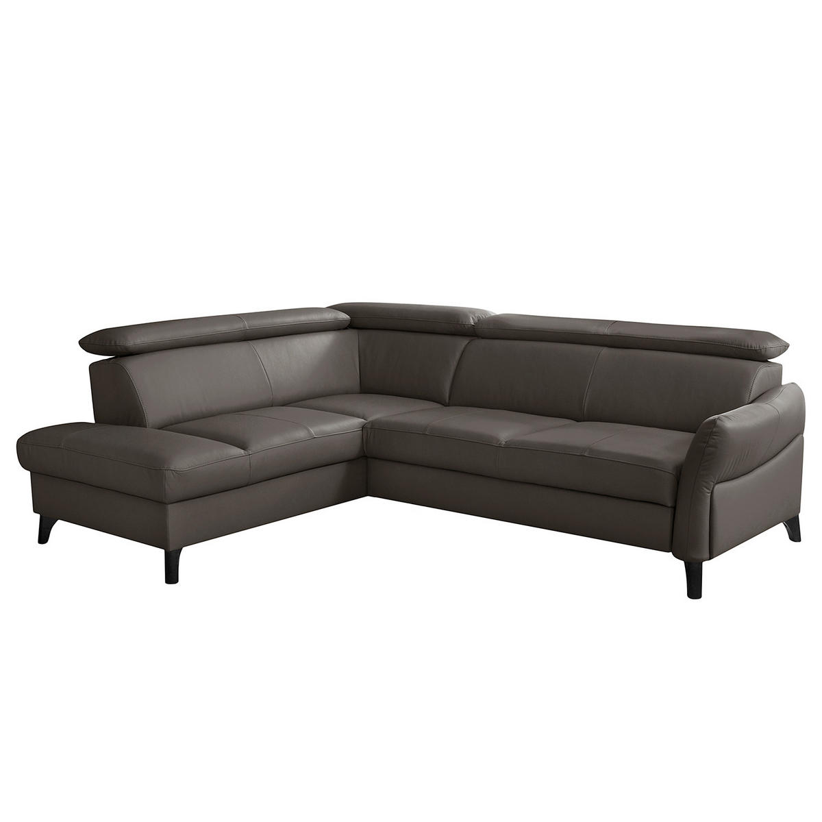 ECKSOFA  in Lederlook Echtleder Dunkelbraun  199/244 cm  - Dunkelbraun/Schwarz, Design, Leder/Holz (199/244cm) - Livetastic