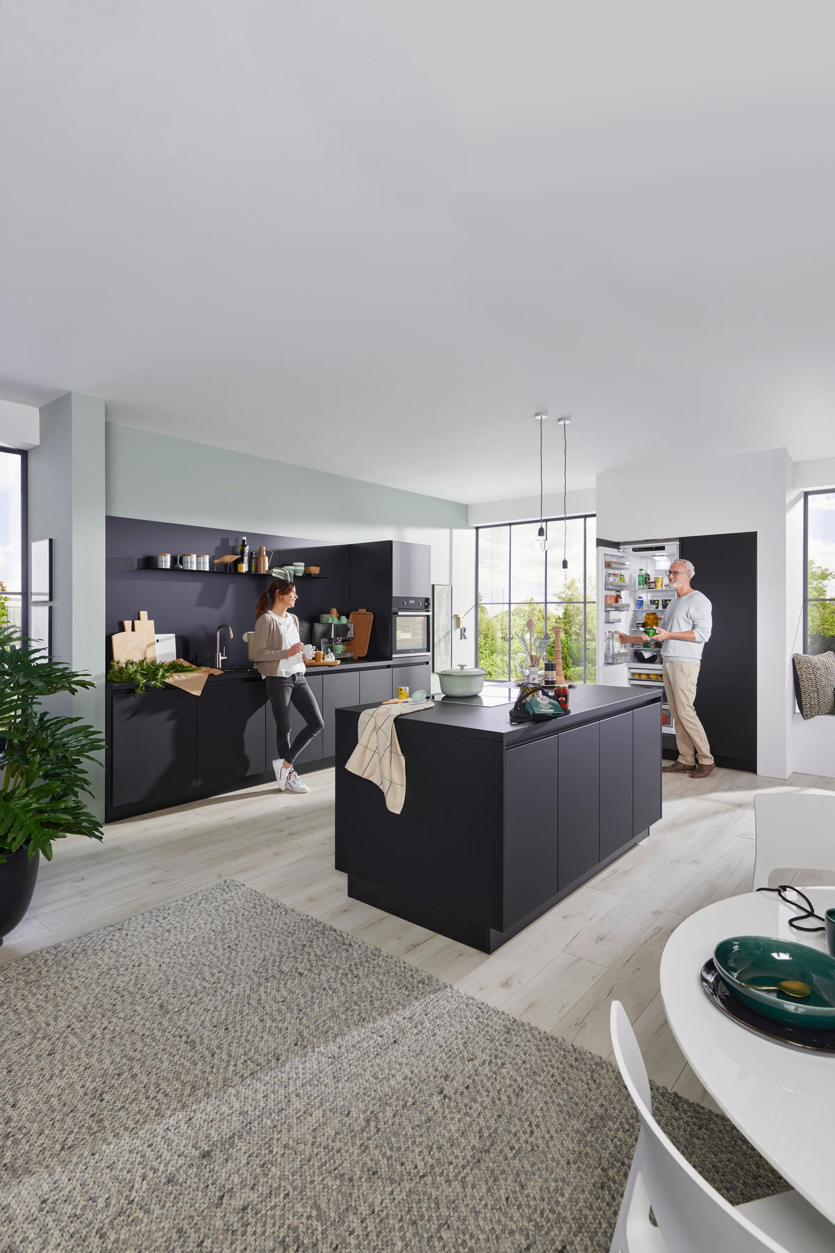 EINBAUKÜCHE P17  - Schwarz, Design, Holzwerkstoff - Dieter Knoll