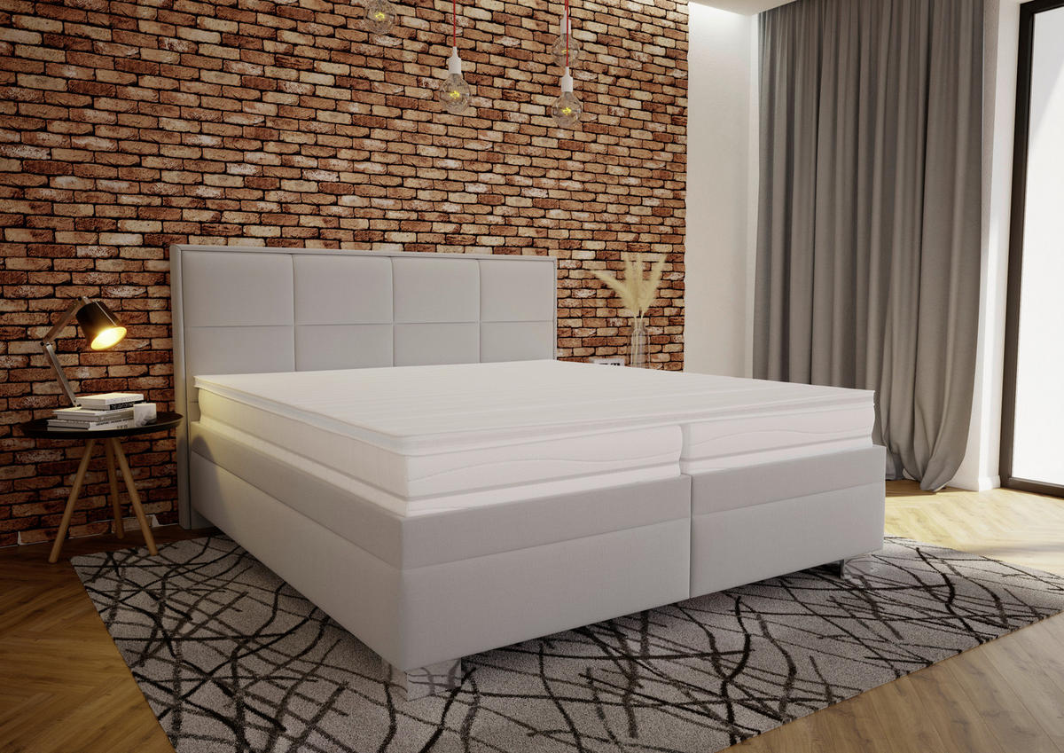 KÁRPITOZOTT ÁGY 180/200 cm  ezüstszínű  - natúr színű/ezüstszínű, Basics, műanyag/textil (180/200cm) - Cantus