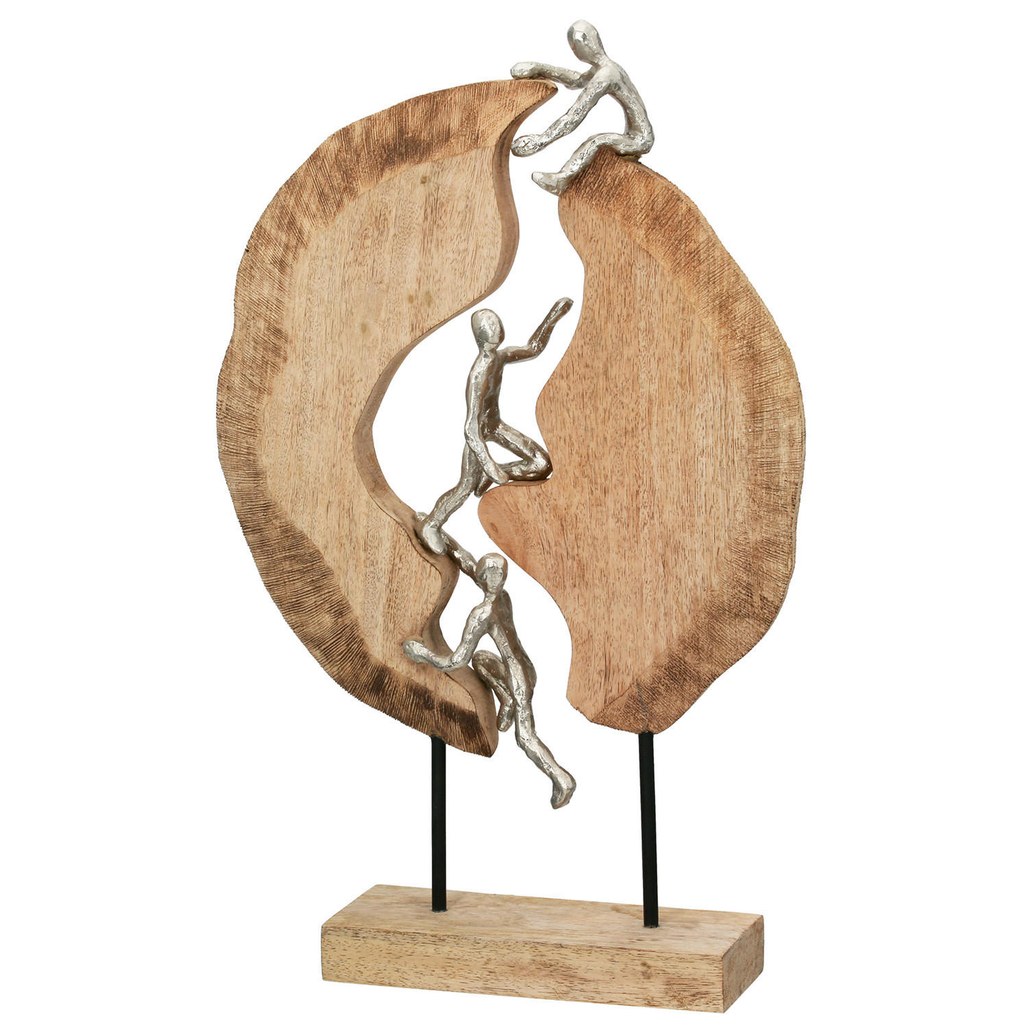 SKULPTUR - Hellbraun/Silberfarben, LIFESTYLE, Holz/Metall (35/36/9cm)