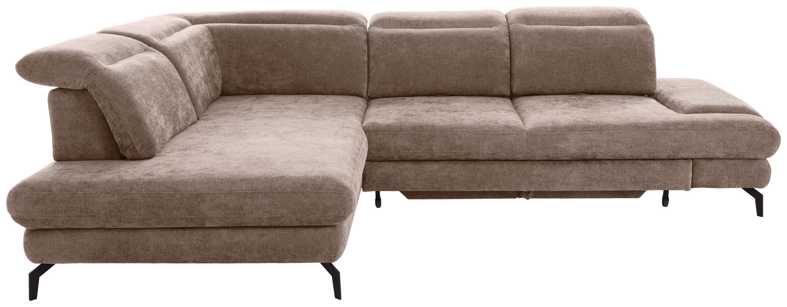 KOTNA SEDEŽNA GARNITURA, fango  - fango/črna, Design, kovina/tekstil (213/295cm) - Stylife