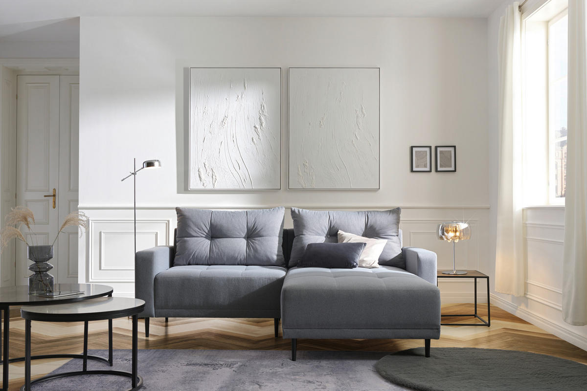 ECKSOFA Grau Webstoff  - Schwarz/Grau, MODERN, Holz/Textil (213/157cm) - Ti'me