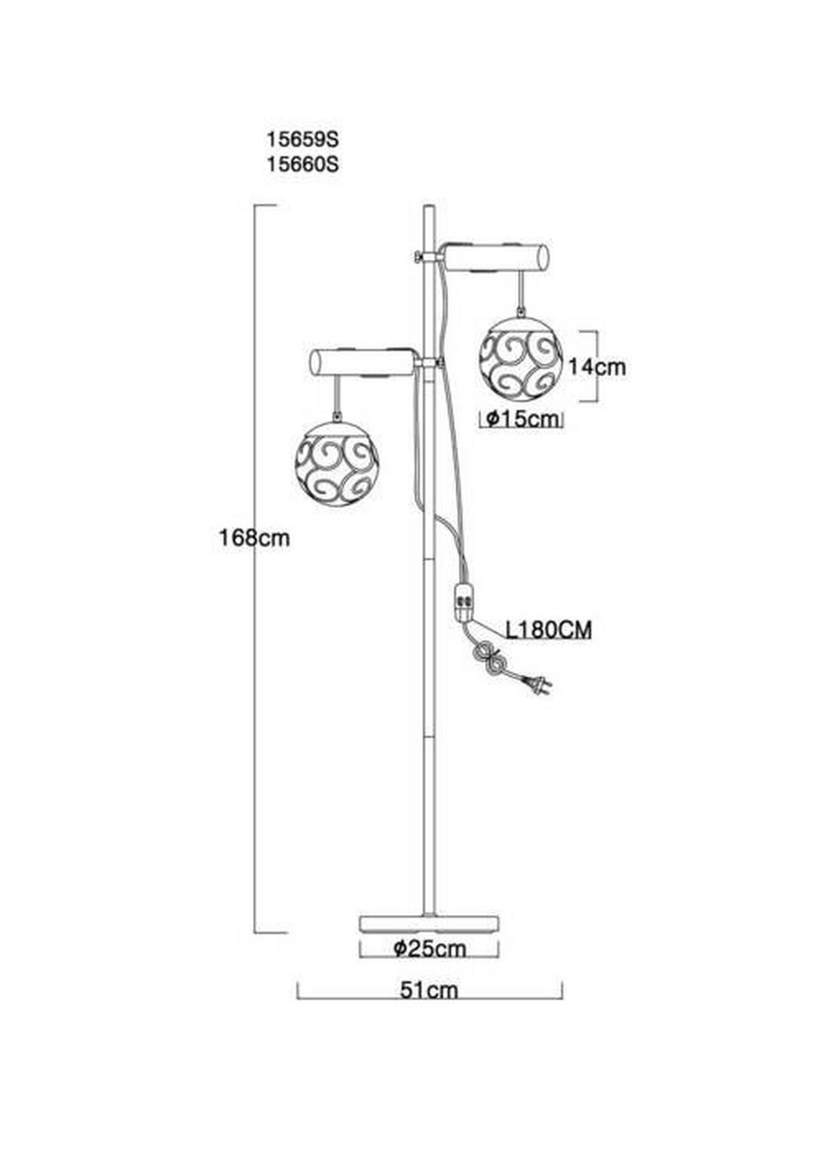 GOLVLAMPA Maxi 51/25/168 cm    - bärnstensfärgad/svart, Design, metall/trä (51/25/168cm) - Globo